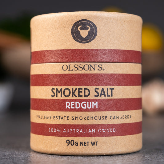 A front on shot of Olsson's Smoked Redgum Salt